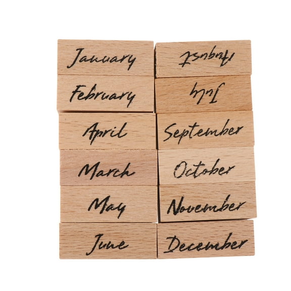 FENGGUIQU 1 Set Craft Stamp Set Wooden Month Pattern Stamps Assorted Colors for Multi- Use
