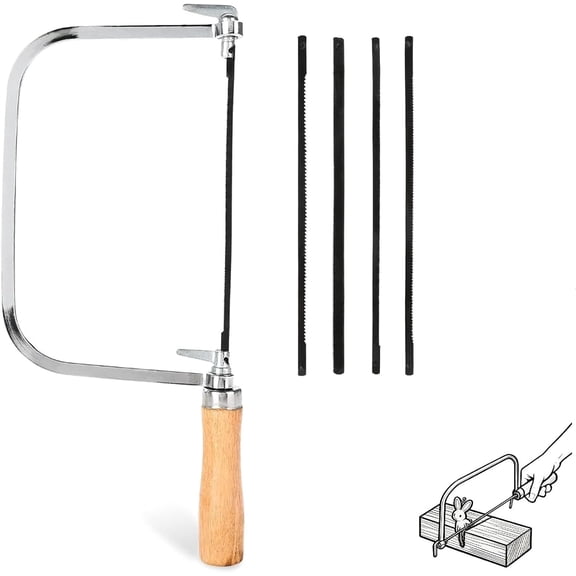 1 Set of Woodworking Coping Saw, Engraving Saw Coping, Woodworking Japanese Tables With 4Pcs Replacement Blades for Wood Board Plastic and Metal Cutting