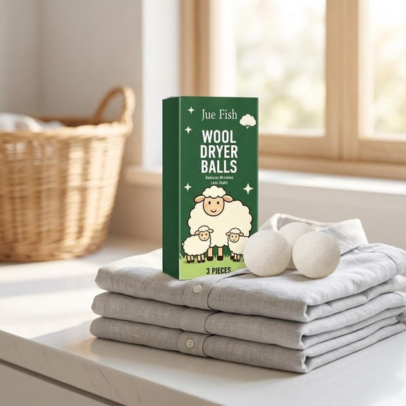 1 Set Wool Dryer Balls, Reusable Natural Fabric Softener for Laundry, Reduces Wrinkles and Static, Chemical-Free Alternative to Dryer Sheets