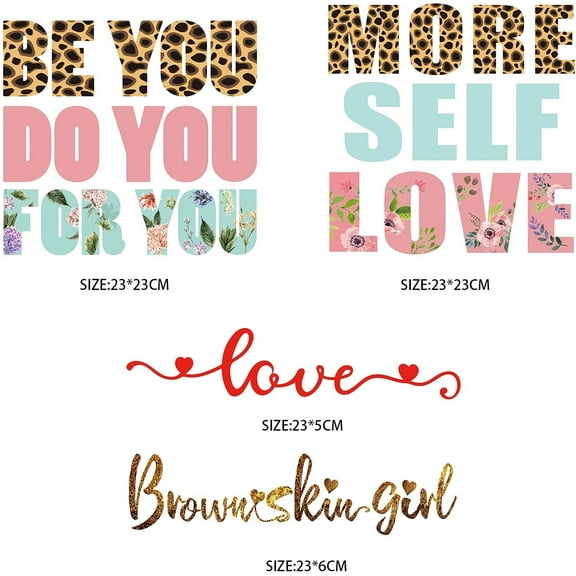 1 Set Word Pattern Heat Transfer Film Logo Decor Iron on Decals Hot Melt Adhesive Heat Transfer Stickers Patches Polyester Sewing Decals for DIY T-Shirt Bags Cloth Pillows Decoration23x23cm