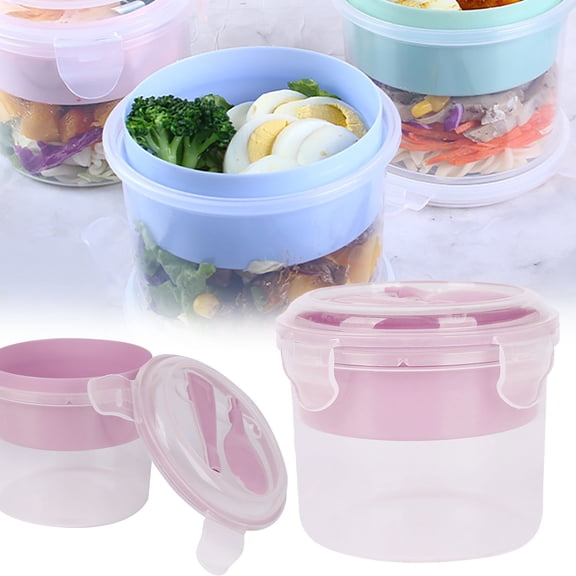 1 Set Yogurt Parfait Cup with Lid and Spoon, 20oz Portable Cereal and Oatmeal Container, Leakproof Breakfast On-the-Go Cup with 6oz Topping Compartment, for Meal Prep, Clearance(Red)