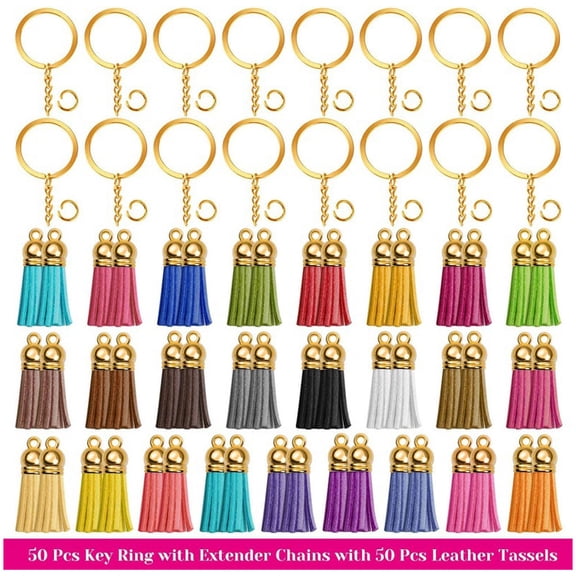 1 Set for Key Chain Rings Pendants Leather Keychain Tassel DIY Crafts Jewelry Earrings Making Accessories
