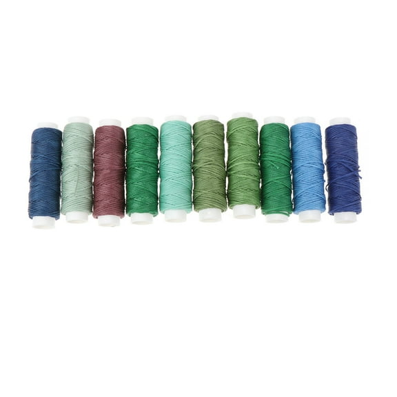 1 Set of 0.8mm Wax Coated Strings Leather Sewing Flat Wax Thread for DIY Craft - No.4 (10 Colors Per Set)