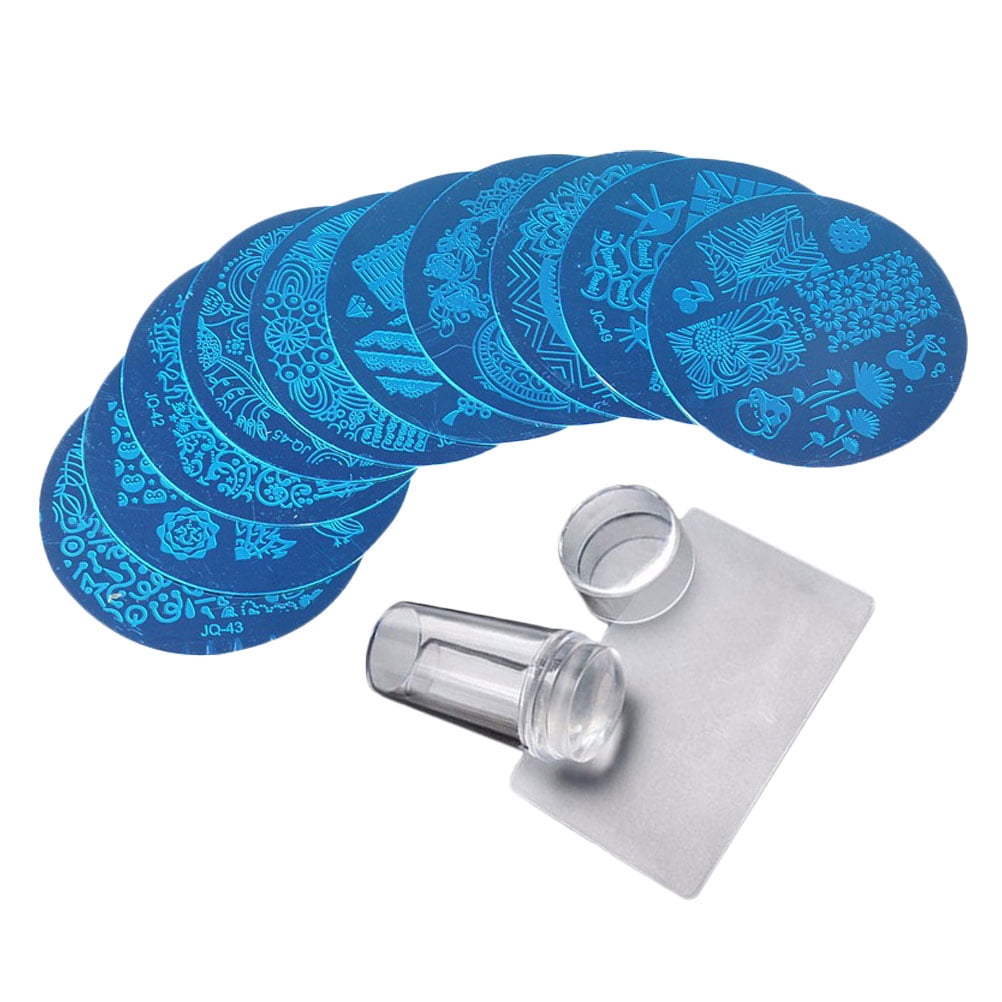 1 Set of 11pcs Round Nail Stamping Plates Nail Art Template Plates with