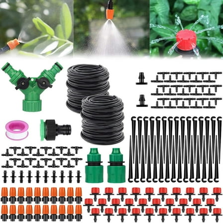 1 Set of 149 Flower Watering Drippers with 65.6ft Water Pipes, DELESYS Irrigation System Kit Drip Kit Garden Timer Tubing Hose Watering Drip Kits