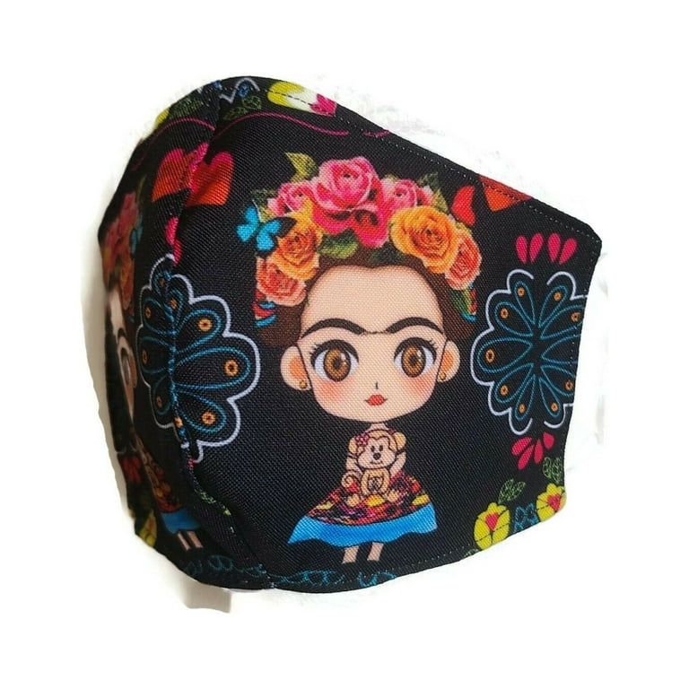 1 Set of 2 Costume mask, Printed Frida Kahlo Decorations For Women, Size  Fits Most 7.5W x 5.5H 