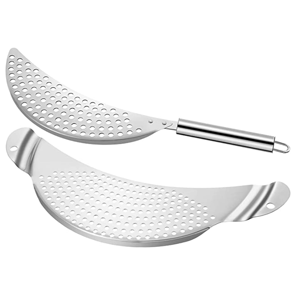 1 Set of 2 Pcs Stainless Steel Pan Pot Drainer Spaghetti Pasta