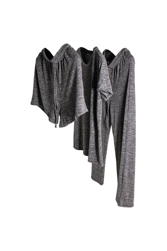 1 Set of 3Pcs Homewear Suit Breathable Women Tracksuit Fashion Loungewear Household Leisure Wear for Women Lady (Grey)