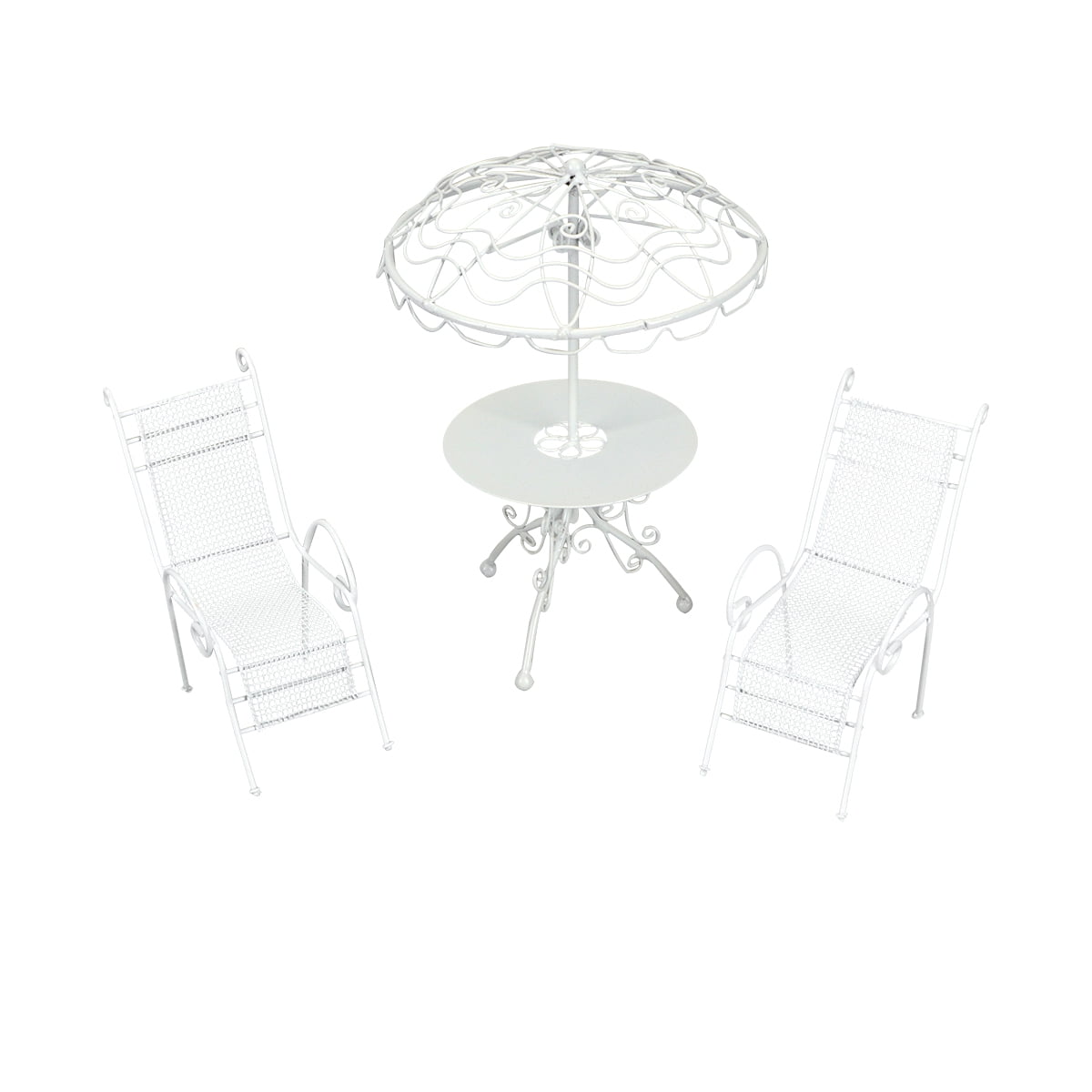 1 Set of 3pcs Miniature Tables Chairs 1/12 Scale Outdoor Garden Scene