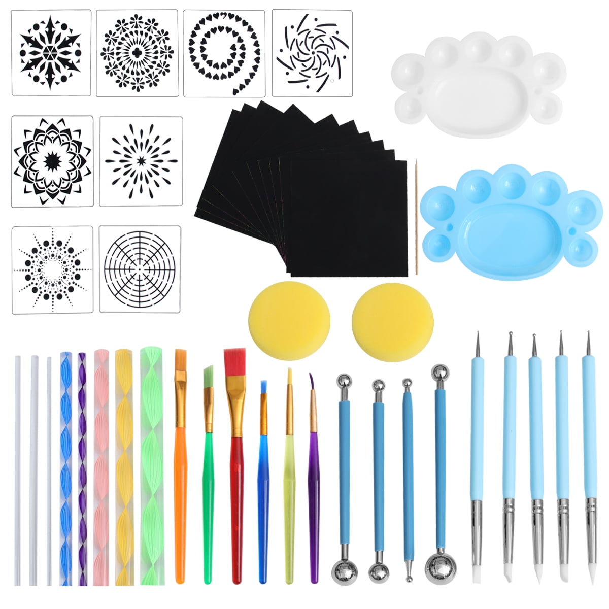 1 Set of 47pcs Mandala Dotting Tools DIY Painting Stencil Template Clay ...