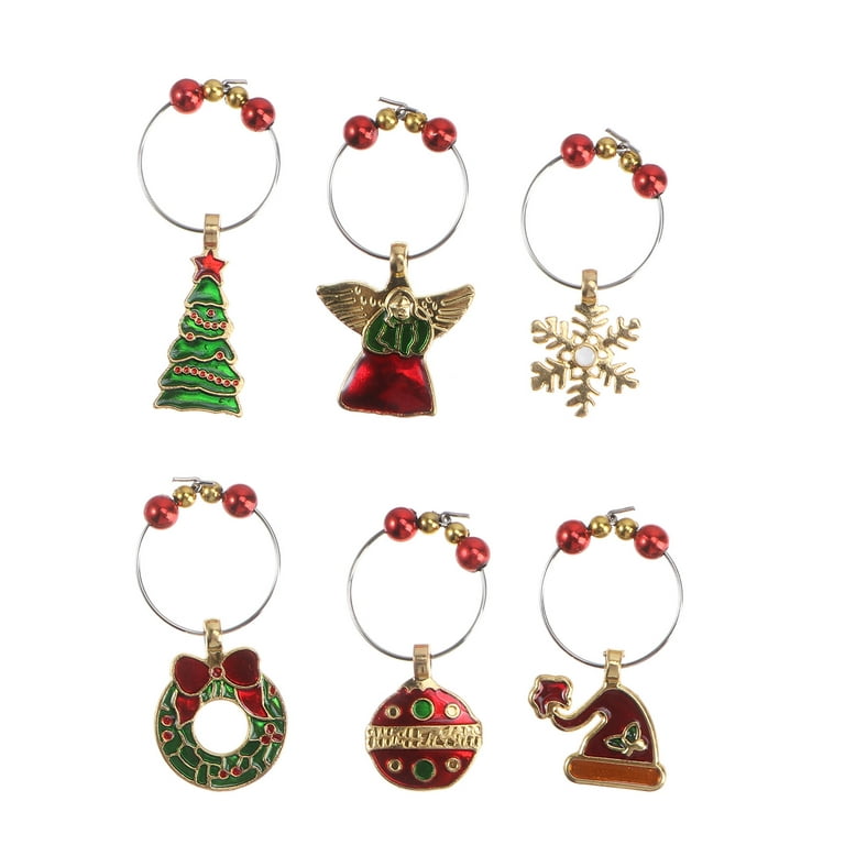 1Set Christmas Wine Glass Decor Charms Party New Year Cup Metal Ring D -  Soda Pop Shop