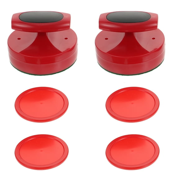 WEAVILUX 1Set Red Plastic Air Hockey Pusher with Soft Felt Bottom for Table