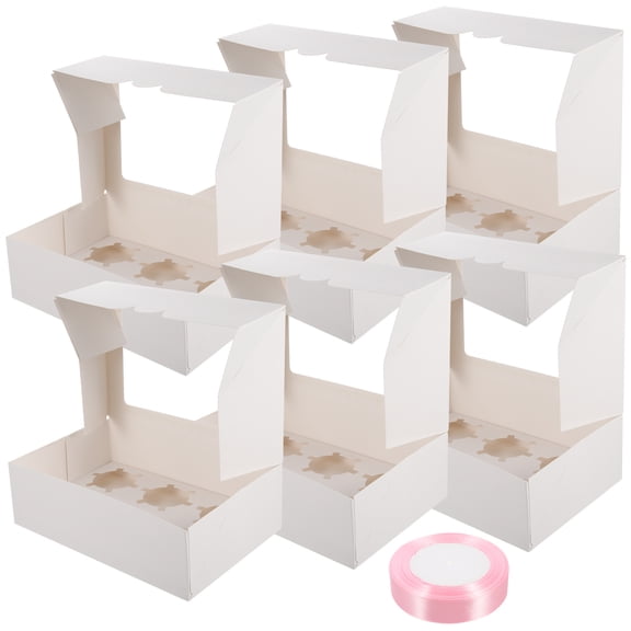 Raindrops Small Premium Paper Pastry Boxes with Clear Window and Inserts, Assorted Colors for Home Baking and Tart Packaging