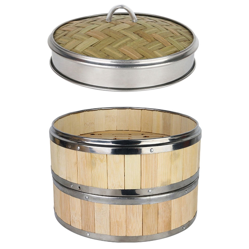 1 Set of Bamboo Food Steamer Bamboo Steamer Basket Covered Food Steamer