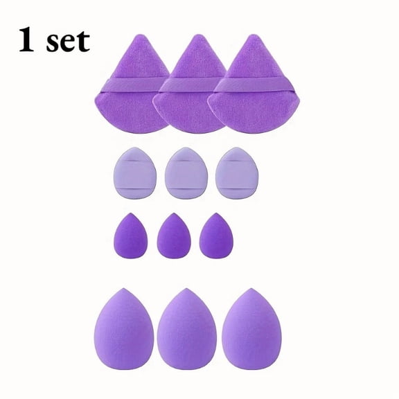 1 Set of Beauty Egg Set, Dark Purple, Triangular and Beauty Egg Sponge, Suitable for Concealer, Powder, Foundation Make-up