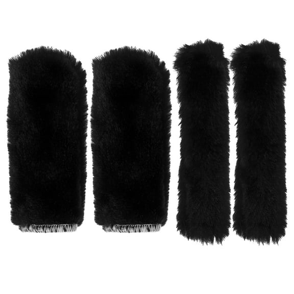 RENACLIPY Warm Plush Bike Handlebar Grips Black Nonslip Soft Cover for Outdoor Cycling Comfort and Grip