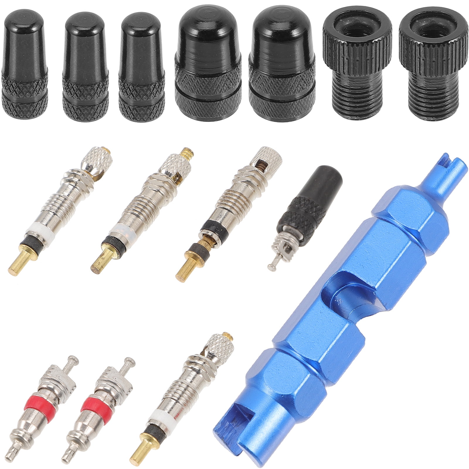 1 Set of Bike Wheel Valves Bike Protective Caps Cycling Valves Core Removal Tool