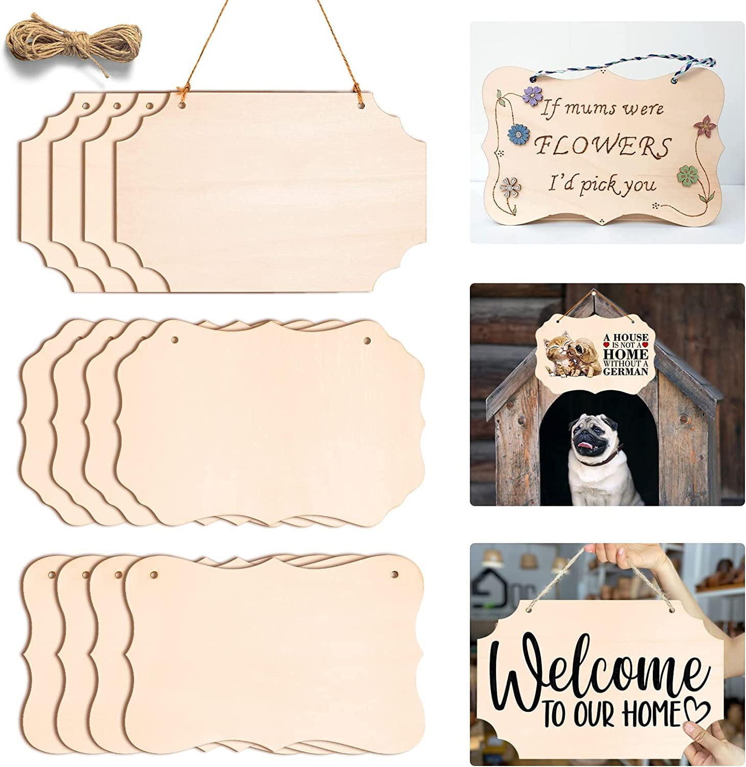 1 Set of Blank Wooden Door Plaques Craft Wood Door Signs Blank Wooden