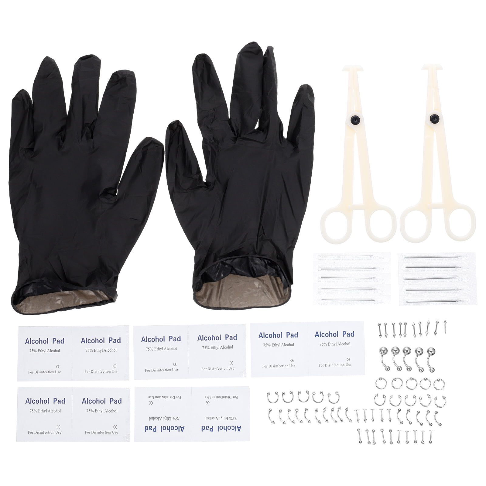 1 Set of Body Piercing Rings Kit Sterile Self Piercing Tools Stud