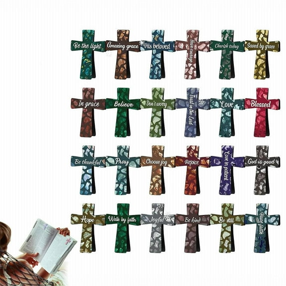 1 Set of Bookmarks (24 Pieces) Bookmarks Exquisite Bookmarks with Inspiring Verses Page Clips for Women Student School Church Reading (24Pcs)