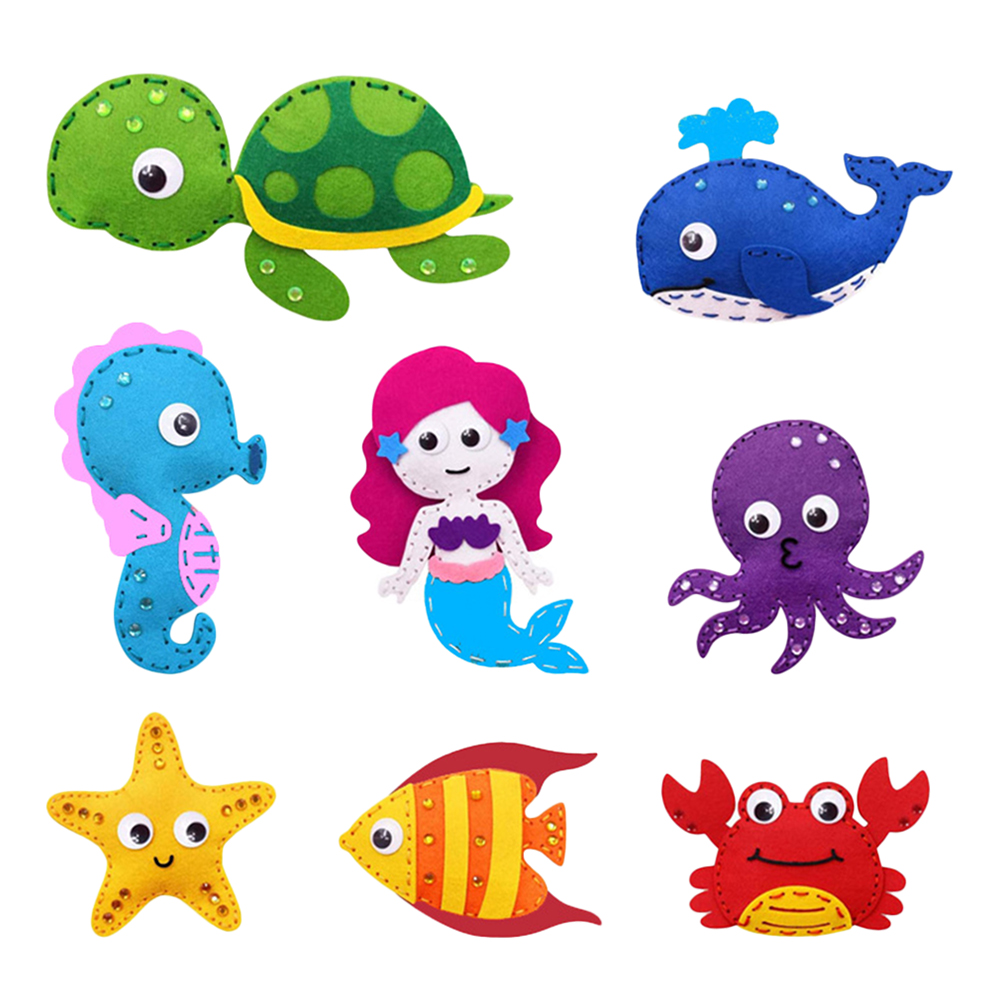 1 Set of Children Felt Animal DIY Kit Marine Creature Felt Sewing Kit