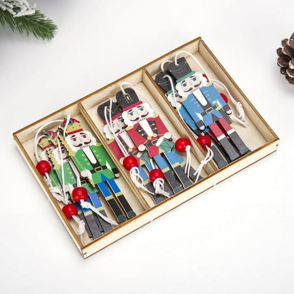 Howooi 1 Set of Christmas Painted Nutcracker Pendants Wooden Nutcrackers Cutouts Pendant Gifts Painted Soldier Christmas Decor