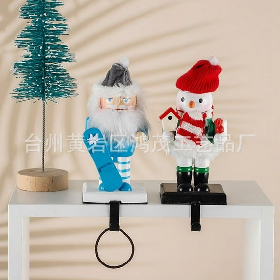 MERRYHAPY 1Set Assorted Color Metal and Wood Christmas Stocking Holder for Fireplace and Mantle Display