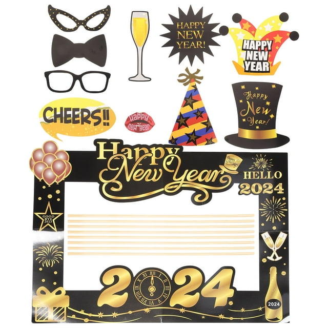 1 Set of Decorative 2024 Selfie Picture Frame Photo Booth Prop New Year ...