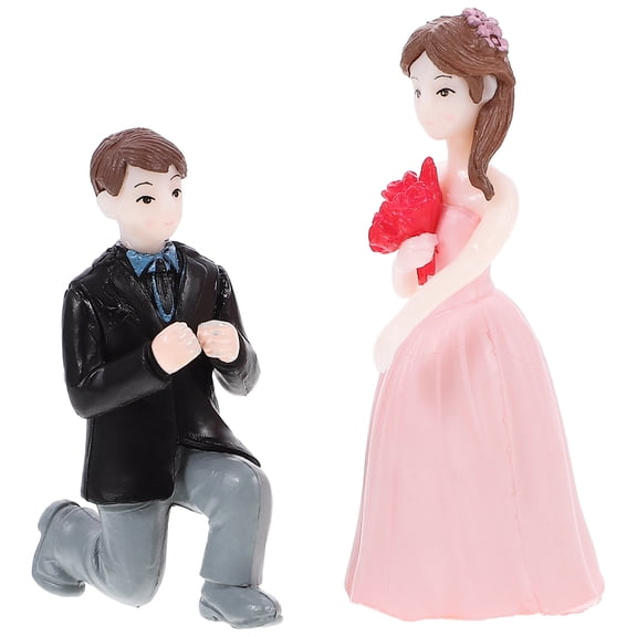 1 Set of Decorative Proposal Dolls Wedding Cake Topper Mini Couple Figurines