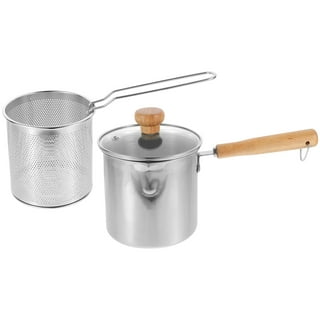 Deep Fryer Pot with Basket, 2Pcs/Set Deep Fryer Pan Stainless Steel Chip  Pan with Handle Uncoated Mirror Polished Brushed Frying Pots for French  Fries