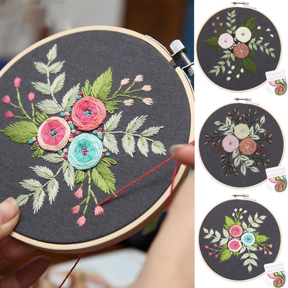 1 Set of Diy Embroidery Kit Full Range of Embroidery Cross Stitch Stamped Embroidery Cloth With Floral Kit Diy Knitting Diy