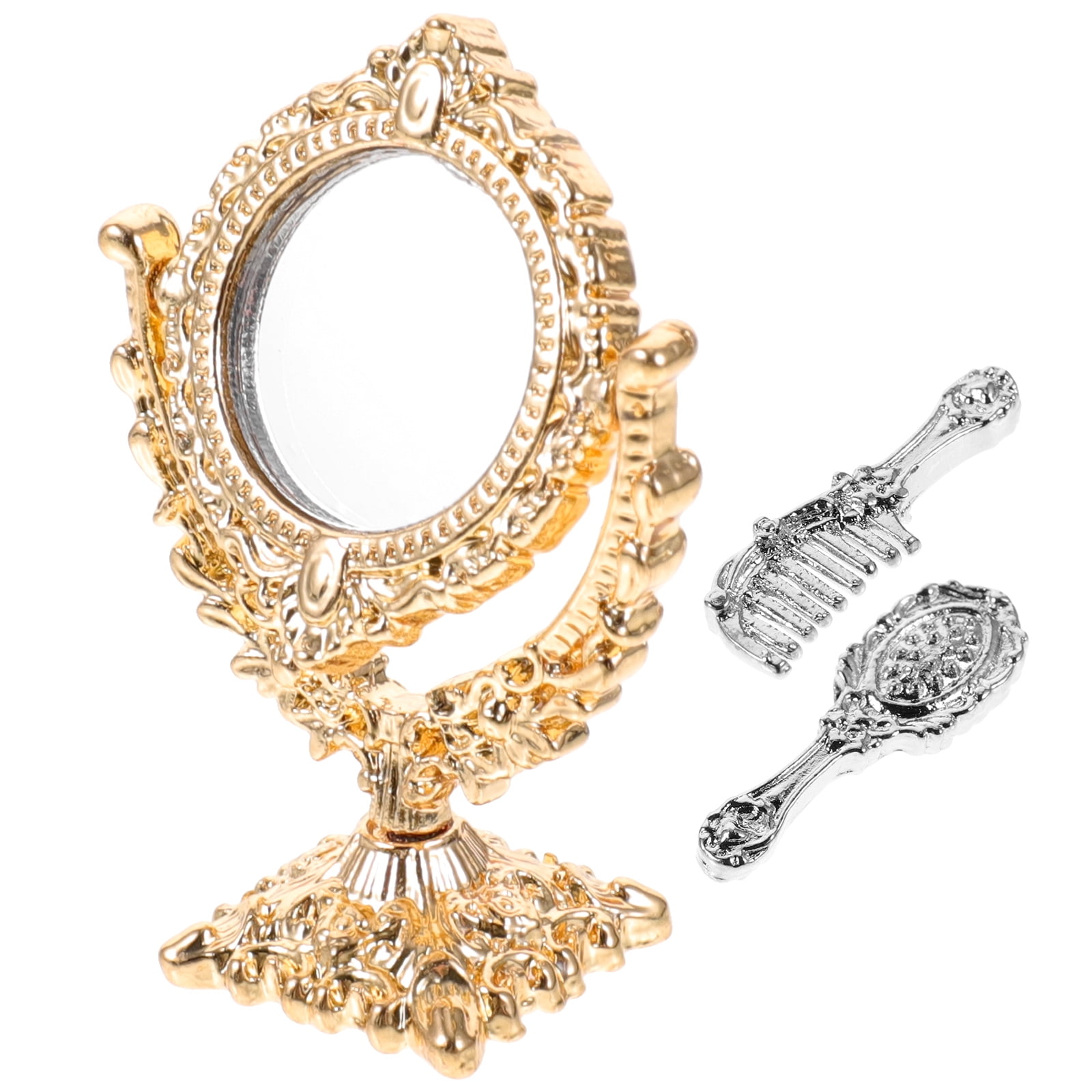 1 Set of Doll House Miniature Mirrors Doll Comb Mini Mirrors Toys Doll House Decoration