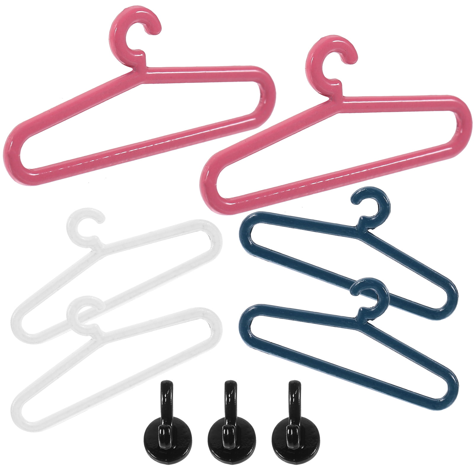 1 Set of Dollhouse Miniature Wall Coat Hanger on Hooks Dolls Clothes