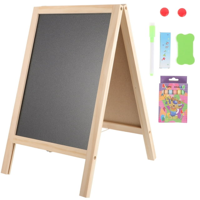 Gnatesque Double Sided Chalk Board & Whiteboard Set for Toddlers and