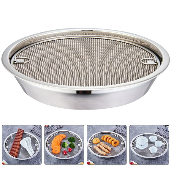 1 Set of Drain Rack Strainer with Tray Frying Basket Grease Tray Fruit Vegetable Draining Net