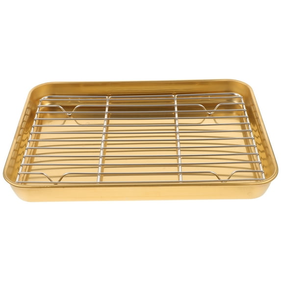 BALAHAPY Rectangular Oven Baking Tray Golden 1Set 10.2x7.9In
