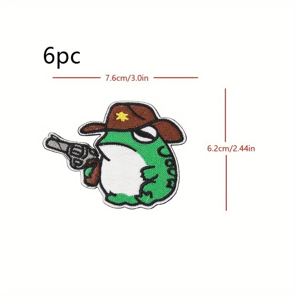 1 Set of Frog Denim Embroidered Fabric Patches - Morale Applique Logo for Backpacks, Bags, Apparel, Vests and Uniforms