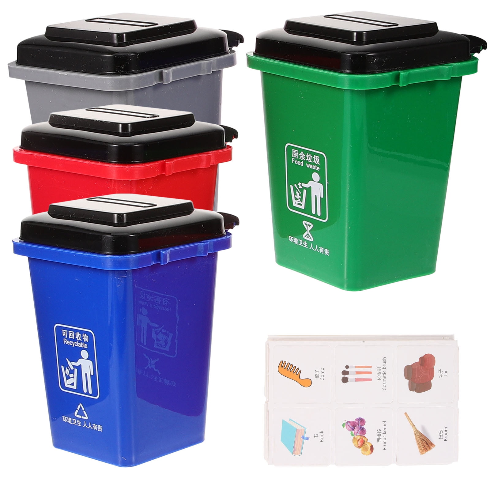 1 Set of Garbage Cans Trash Can Models Garbage Sorting Toys Kids Educational Cognition Toys