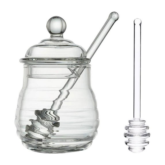 1 Set of Glass Honey Jar Household Honey Container Lidded Honey Pot with Rod