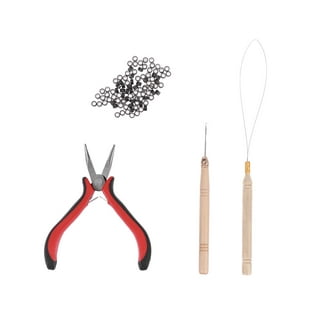  Professional Hair Extension & Beading Tool Kit Remove Plier  Set for beads (4 Piece) I-Link Micro Ring Loop Needle Pulling Hook Threader  Wire for Silicone Rings (Blue) : Beauty 