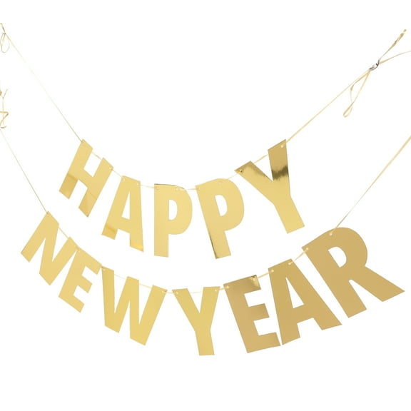 1 Set of Happy New Year Banner Decoration New Year Party Hanging Banner Party Background Paper Banner