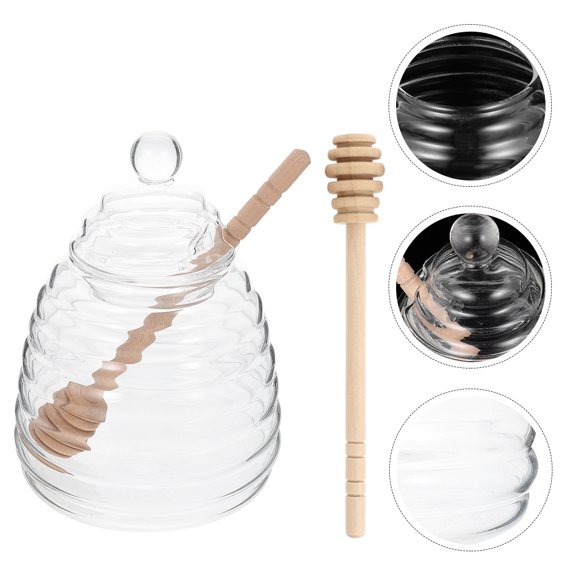 Clear Glass Honey Jar for Storage, Set of 1, Simple and Compact Design to Keep Food Longer