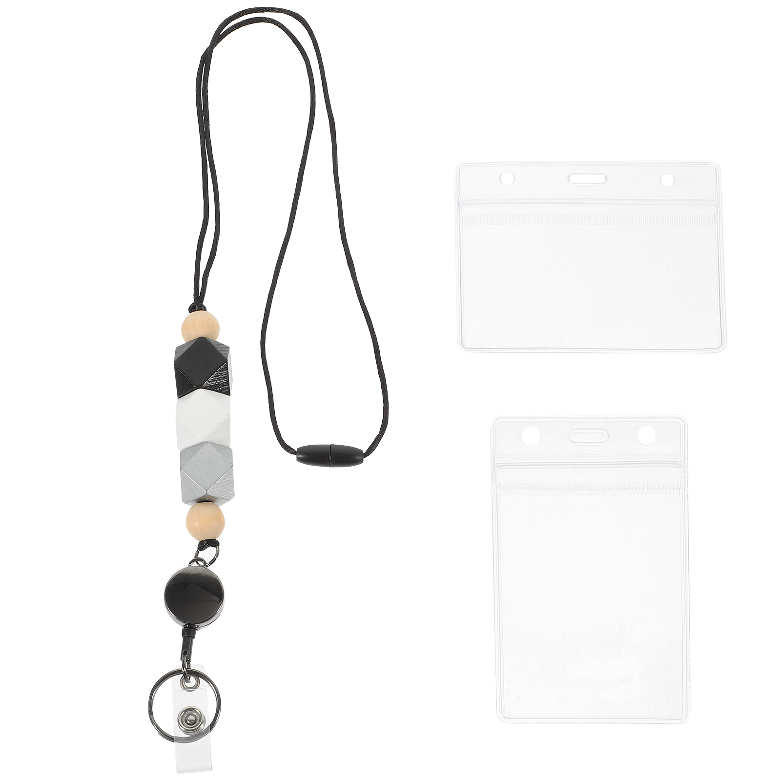 1 Set of ID Badge Holder with Lanyard Retractable ID Card Holder