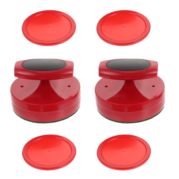 WEAVILUX Red Air Hockey Puck and Pushers Set - Plastic Game Room Table Accessories for Family Fun