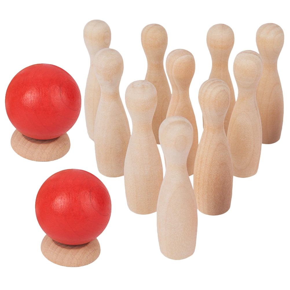 1 Set of Indoor Children Bowling Plaything Wooden Bowling Games Family