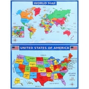MOKKHNB World Geography Map Poster Set, UV Coated Paper, 19.7x13.8in, Detailed Country Maps for Home, Office, Classroom Wall Decor