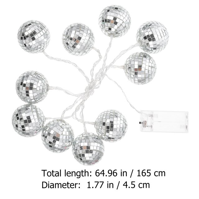 1 Set of LED Disco Ball String Light Mirror LED Party String Light Decorative Hanging Light