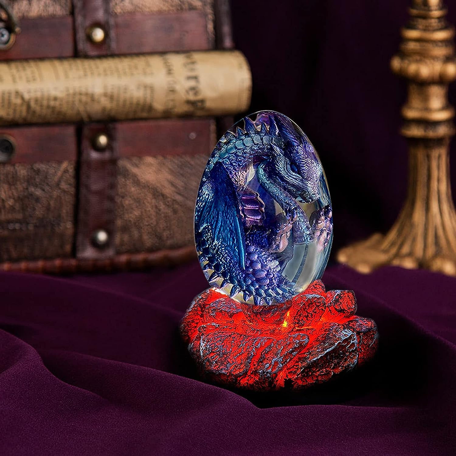 1 Set of Lava Dragon Egg with Lighted Base Dragon Egg with Luminous