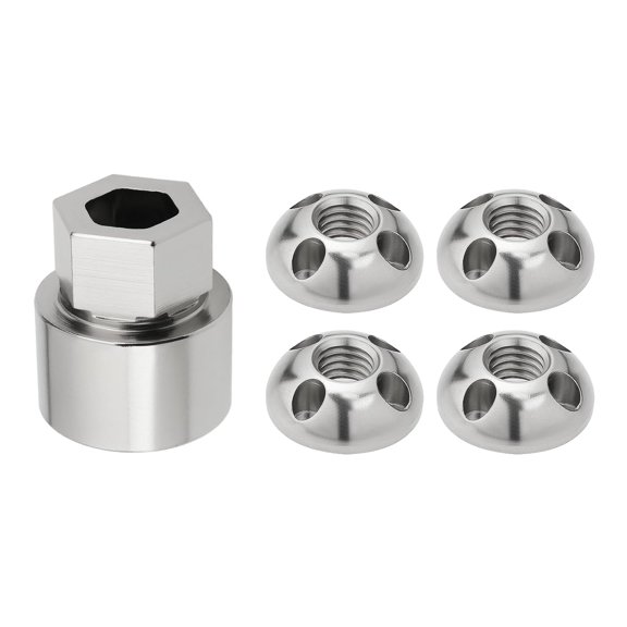 1 Set of M8 4-Hole Anti-Theft Security Nut Set Stainless Steel Anti-Theft Device for Rooftop Tent Bike Rack Solar System (4 Nuts 1 Lock) Silver
