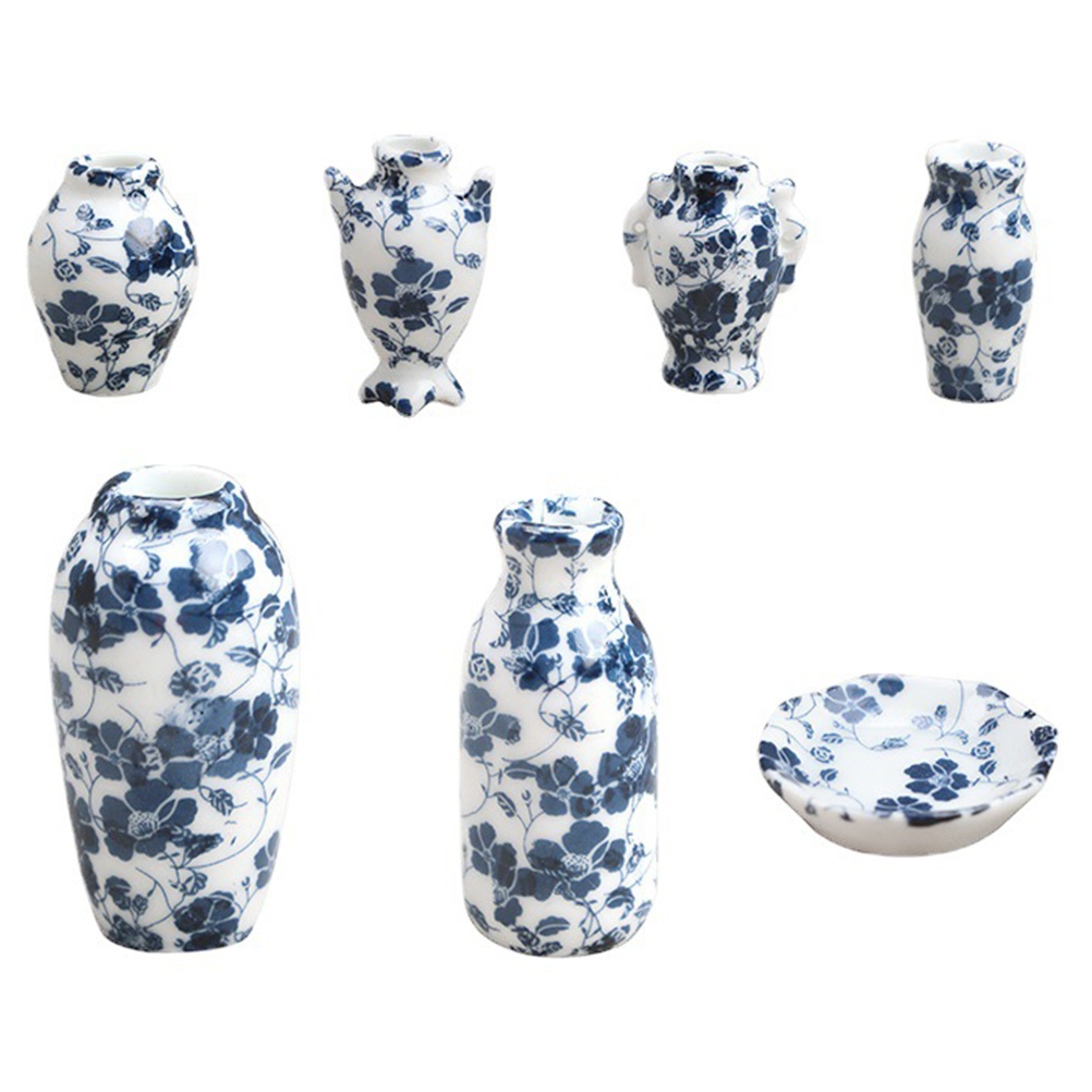 1 Set of Mini House Vase Decor Play House Ceramic Vase Toy Model Mini